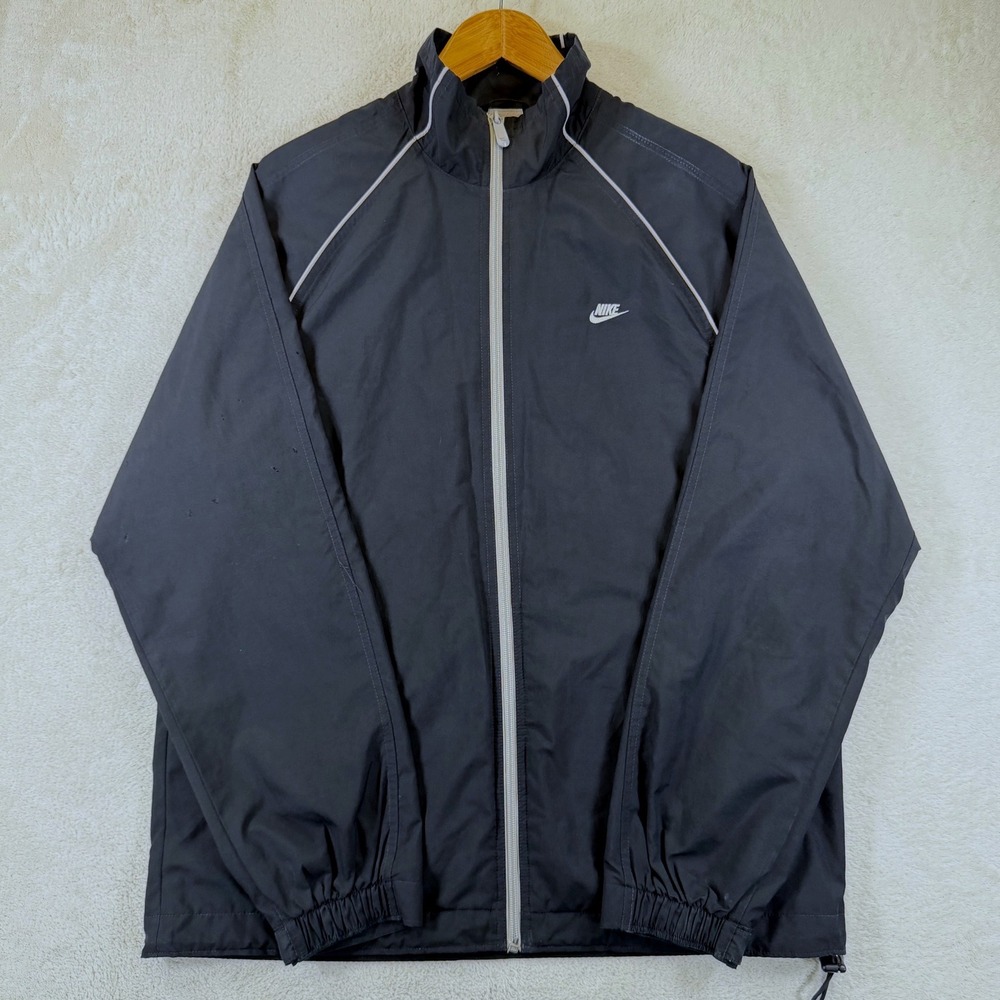 Vintage Nike Mens Full Zip Windbreaker Jacket Black White Logo Mens Sz L-RN56323